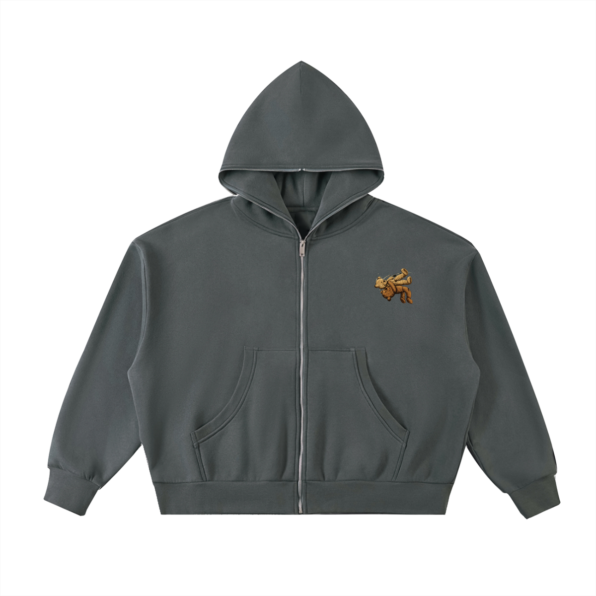 Veste zippée boxy extra-épaisse – Teddy – coloris gris anthracite