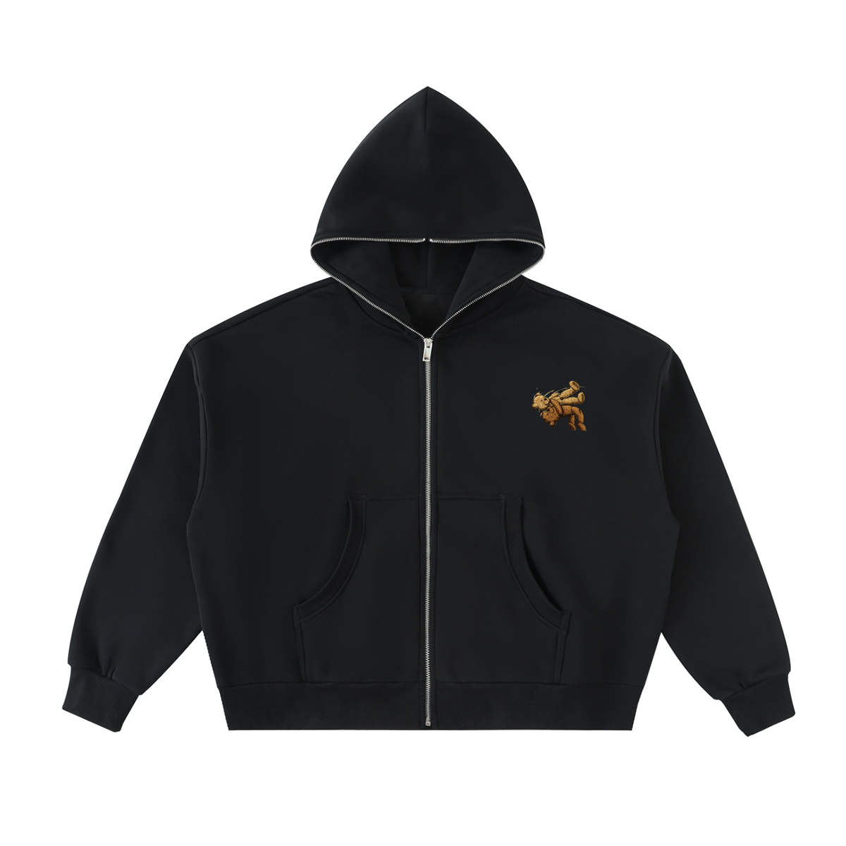 Veste zippée boxy extra-épaisse – Teddy – coloris noir