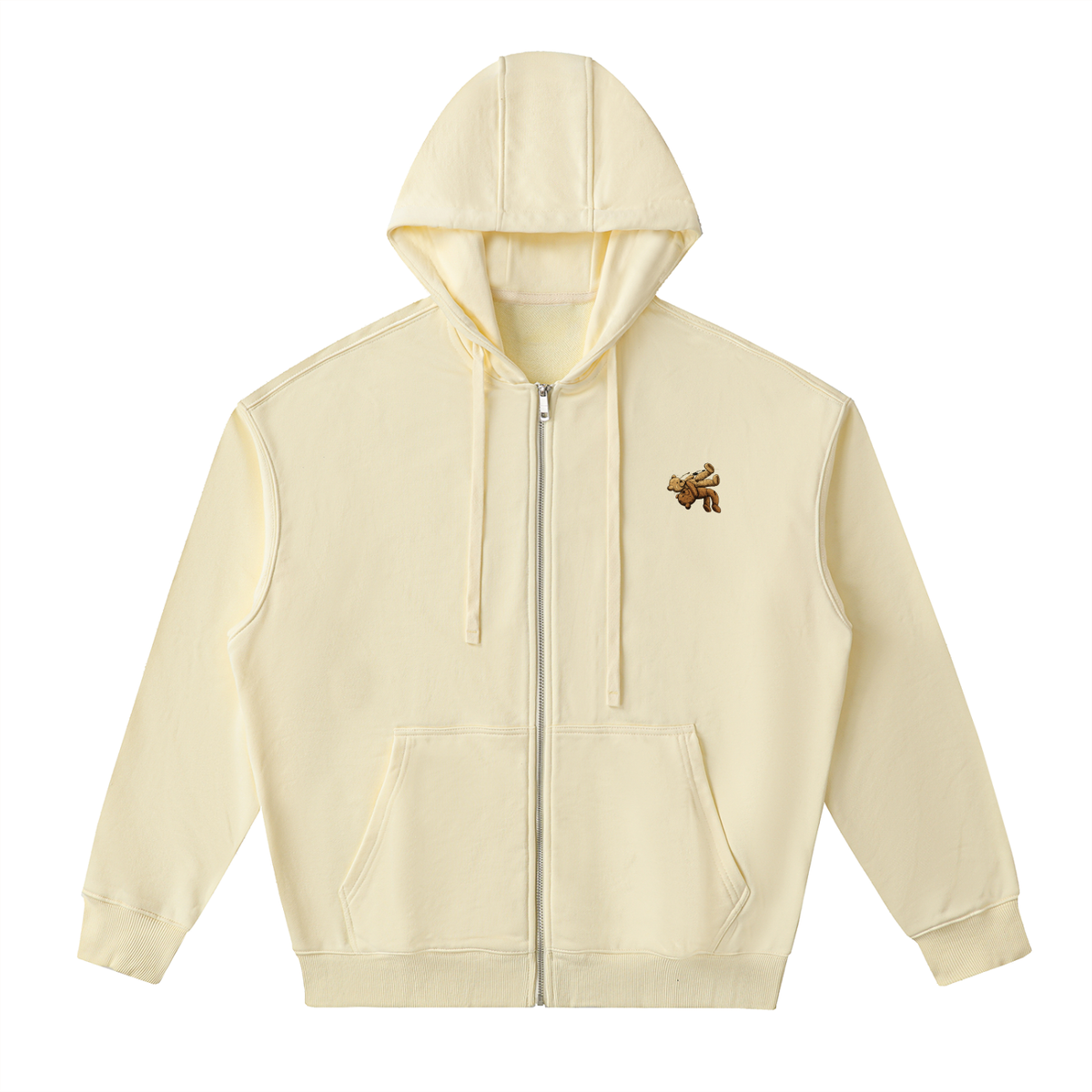 Veste zippée à capuche coton – Teddy – coloris crème