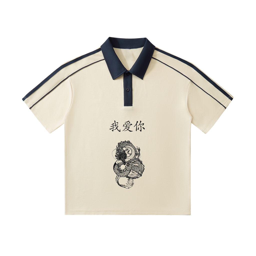 Polo col contrasté – Dragon – coloris crème