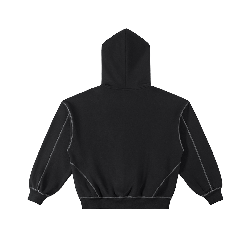 Veste zippée boxy à surpiqûres – Arvo – coloris noir