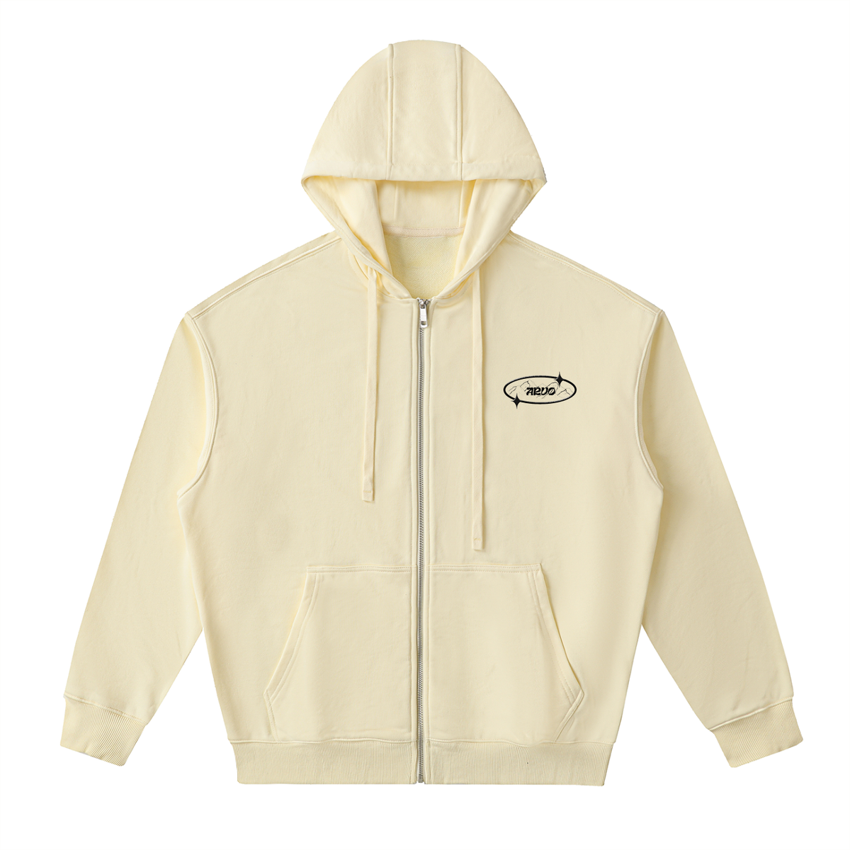 Veste zippée à capuche coton – Arvo – coloris crème