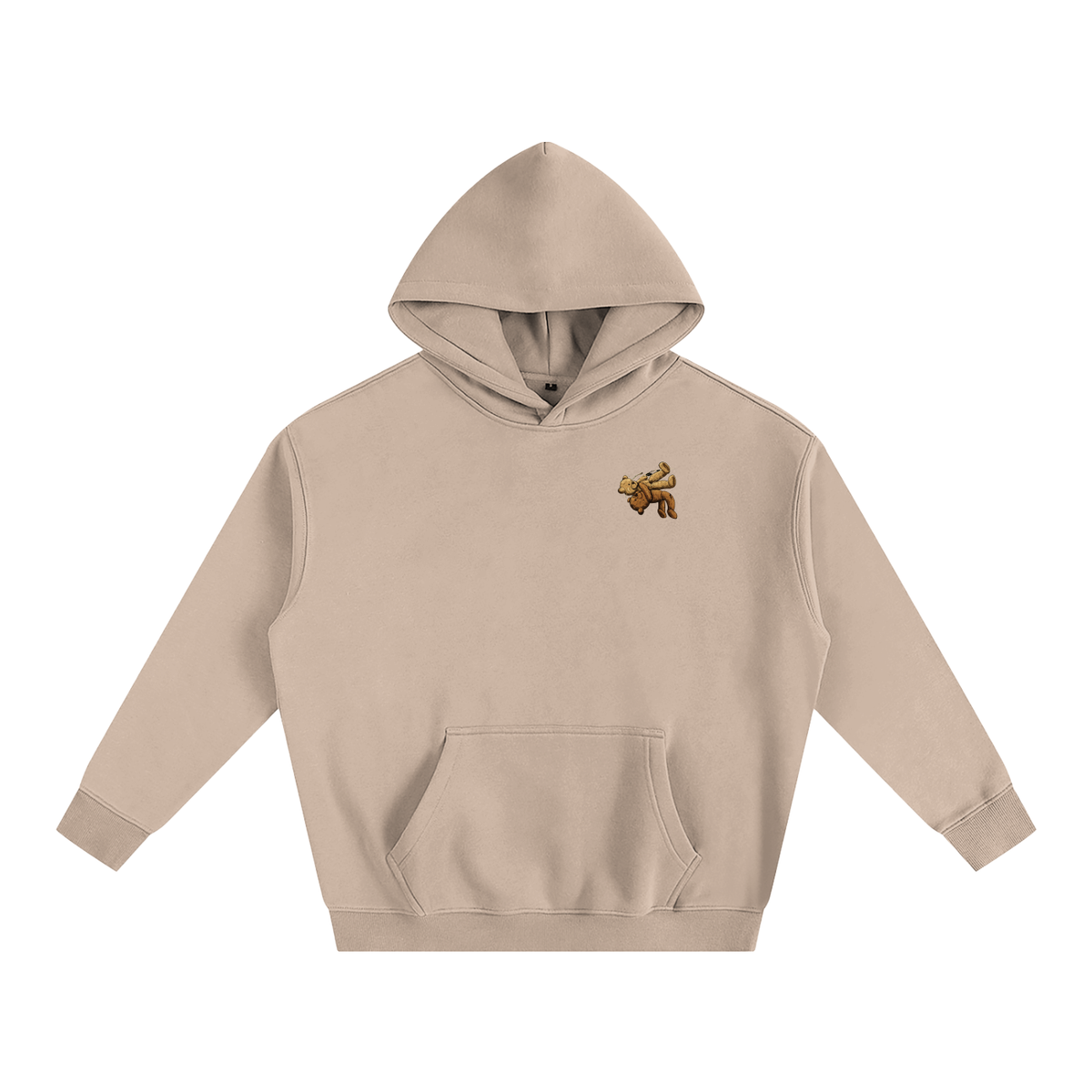 Sweat à capuche oversize molletonné – Teddy – coloris abricot grisé