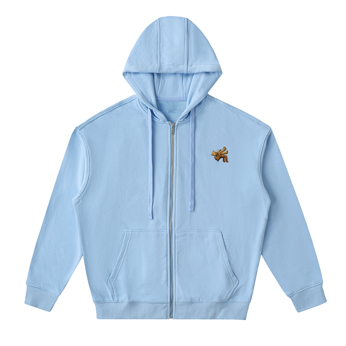 Veste zippée à capuche coton – Teddy – coloris bleu ciel