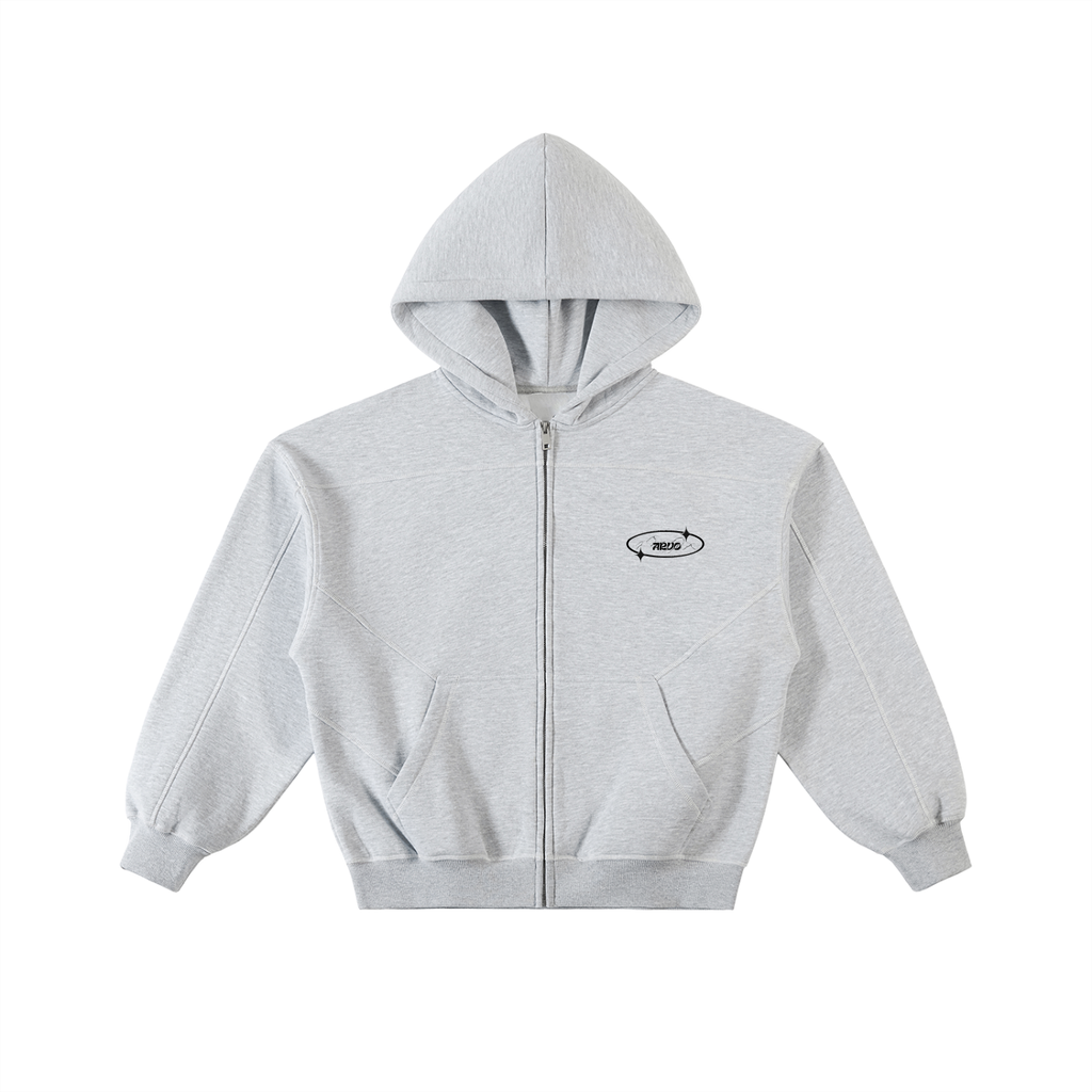 Veste zippée boxy à surpiqûres – Arvo – coloris gris chiné