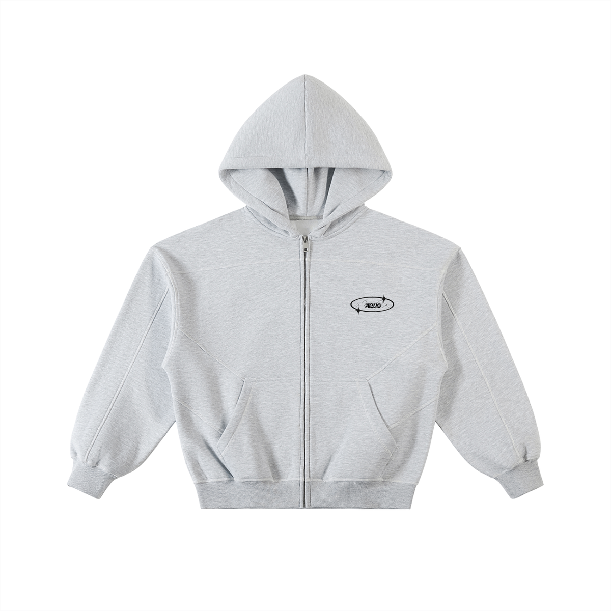 Veste zippée boxy à surpiqûres – Arvo – coloris gris chiné