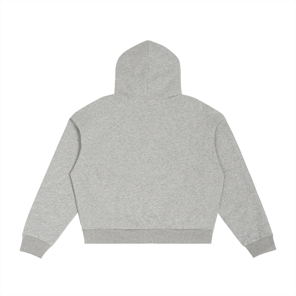 Veste zippée boxy capuche à carreaux – coloris gris chiné