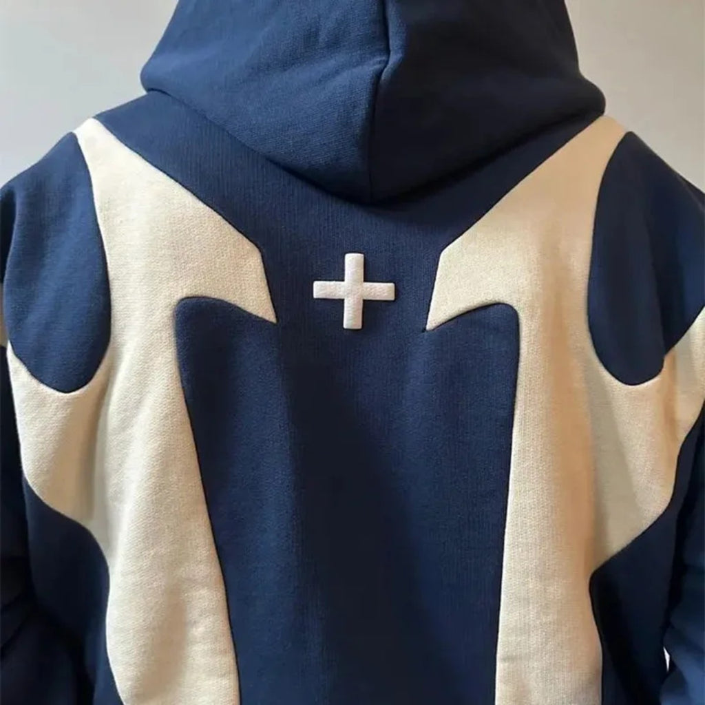 Apex Panel Zip Hoodie – bleu marine / crème