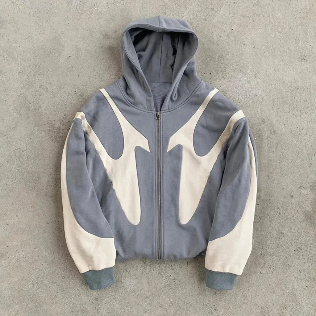 Apex Panel Zip Hoodie – gris / crème
