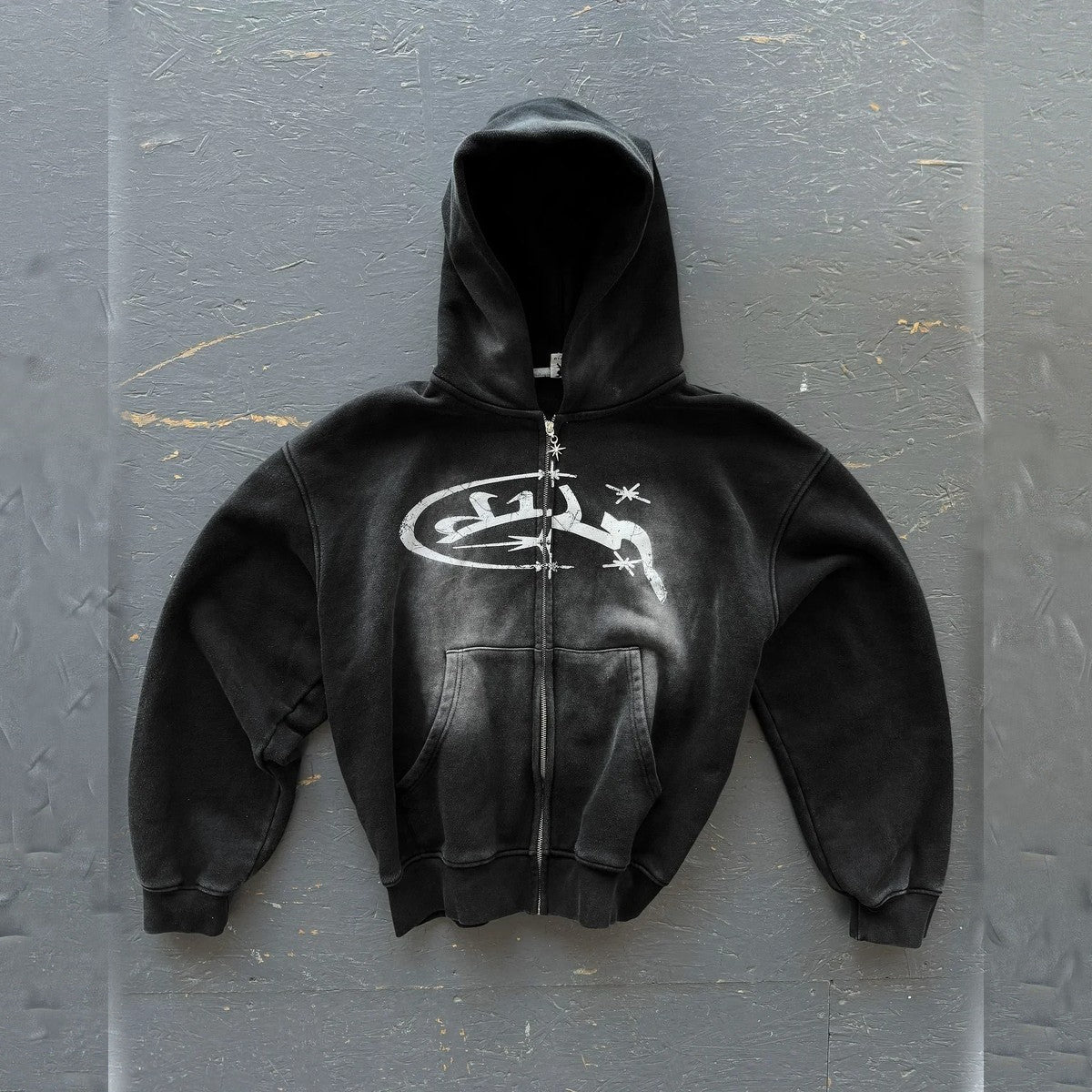 Apex Star Zip Hoodie – noir délavé