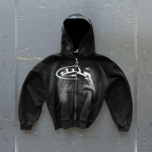 Apex Star Zip Hoodie – noir délavé