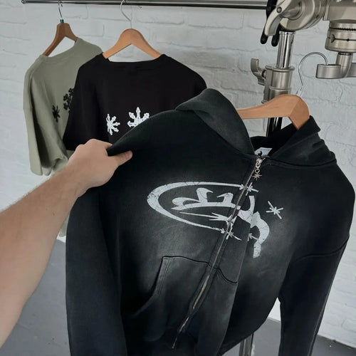 Apex Star Zip Hoodie – noir délavé