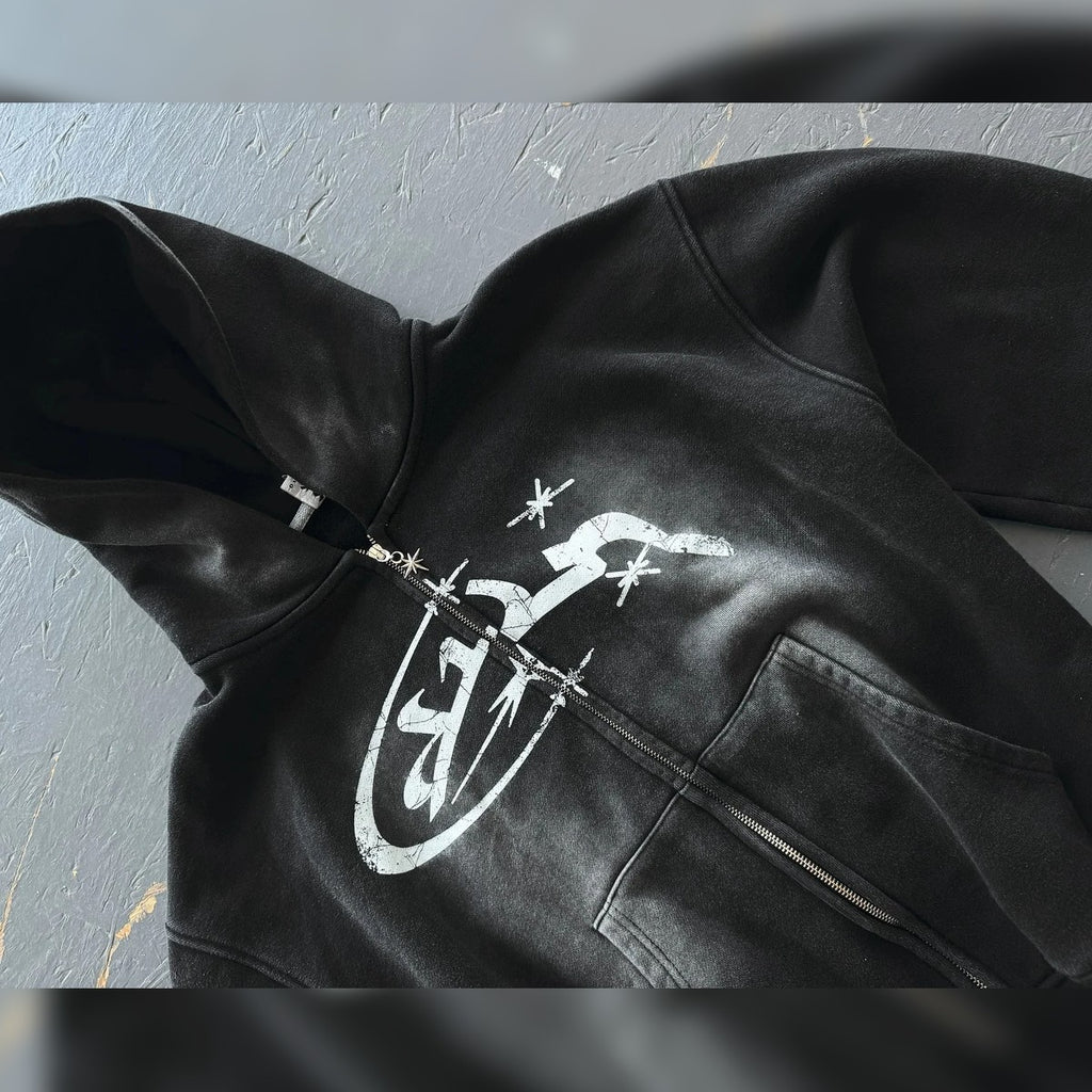 Apex Star Zip Hoodie – noir délavé
