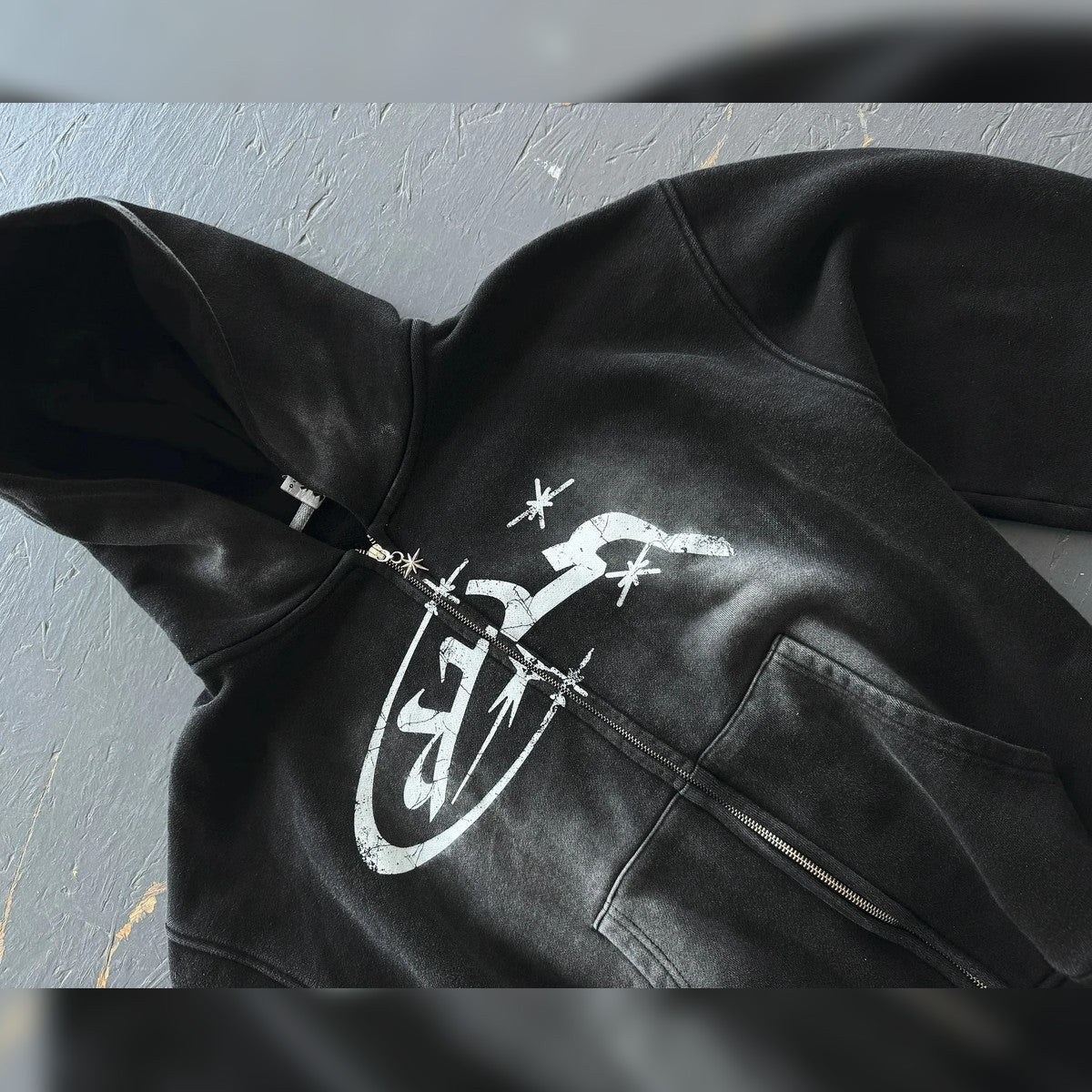 Apex Star Zip Hoodie – noir délavé