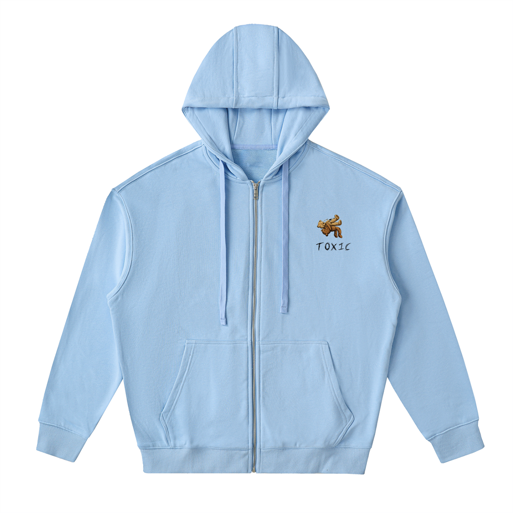 Veste zippée à capuche coton – Toxic Teddy – coloris bleu ciel