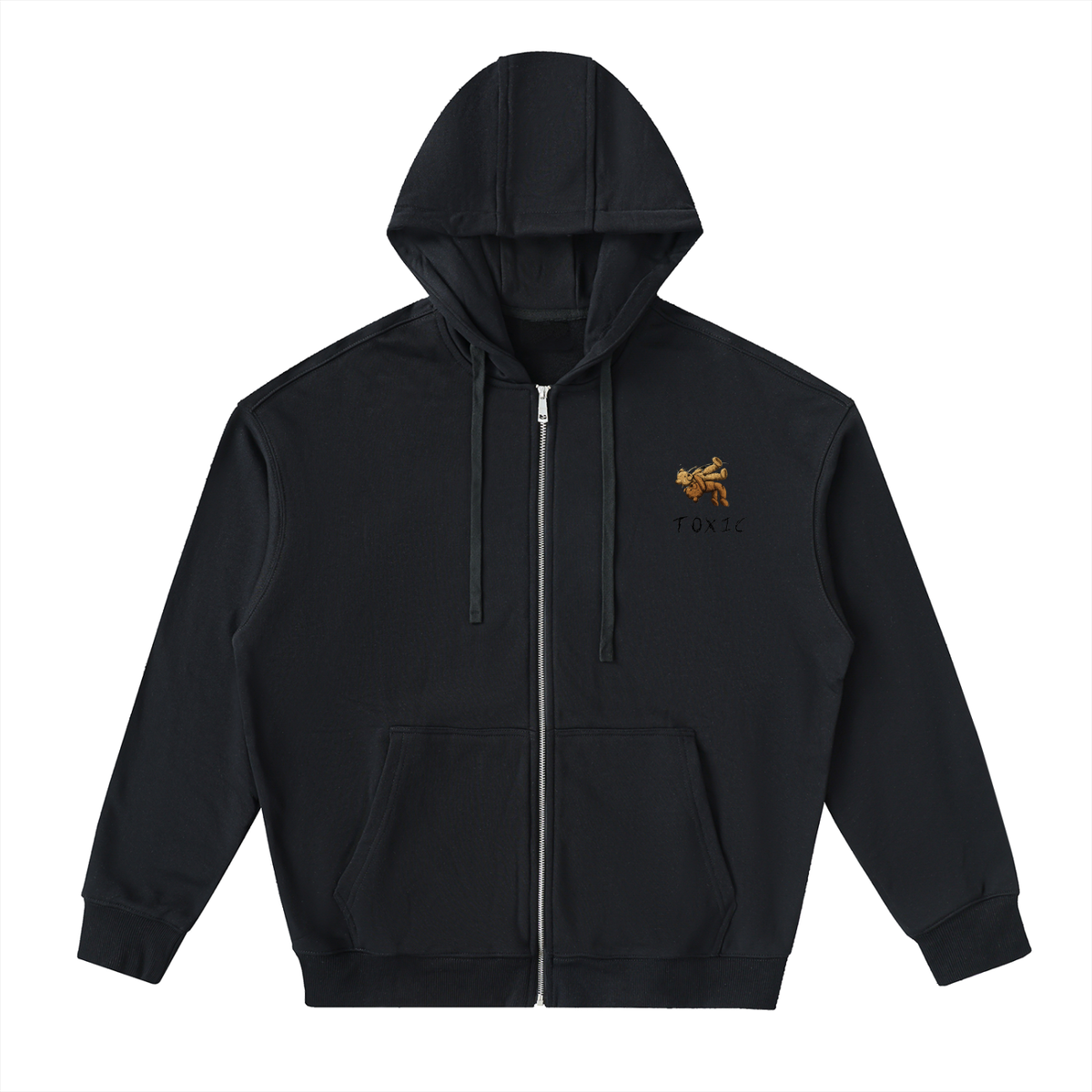 Veste zippée à capuche coton – Toxic Teddy – coloris noir