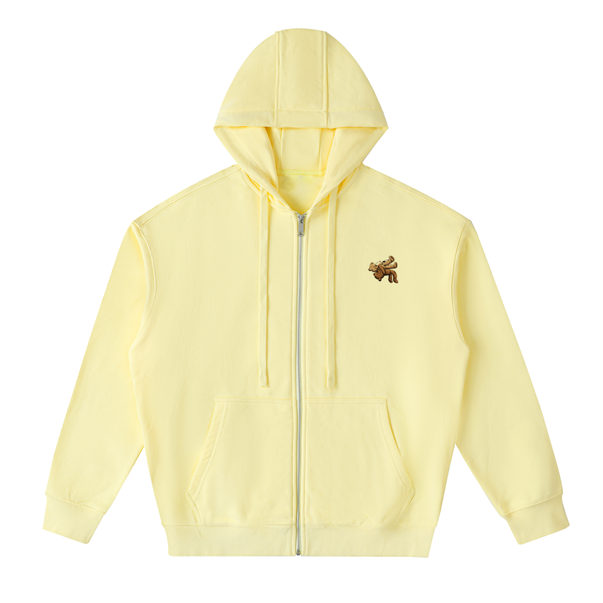 Veste zippée à capuche coton – Teddy – coloris jaune