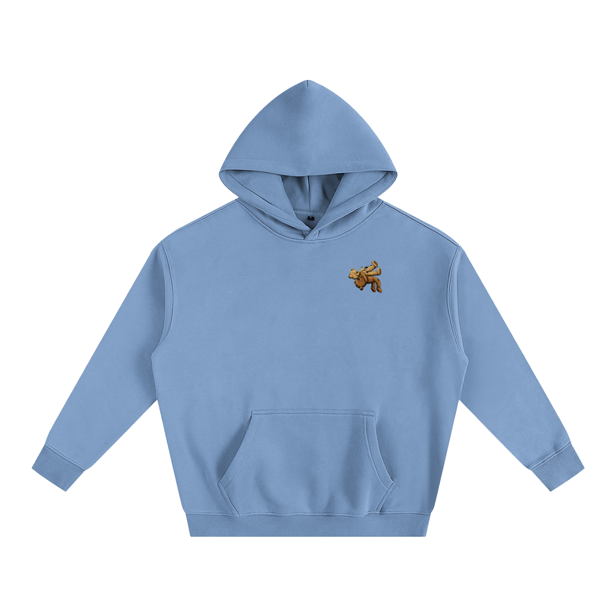 Sweat à capuche oversize molletonné – Teddy – coloris bleu moyen