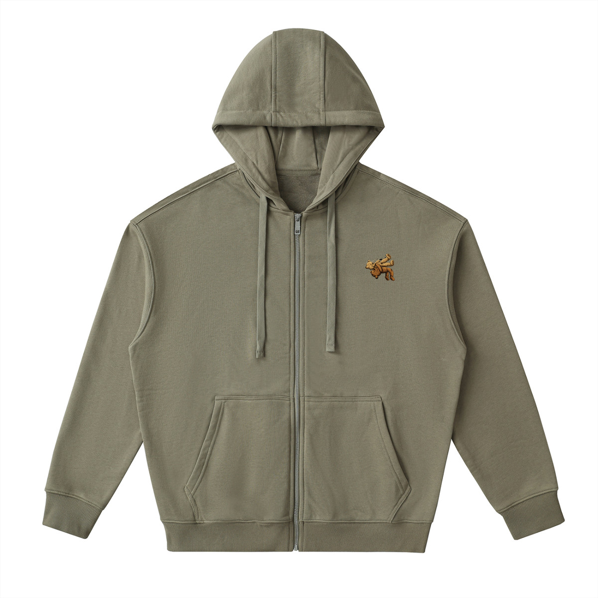 Veste zippée à capuche coton – Teddy – coloris vert sauge