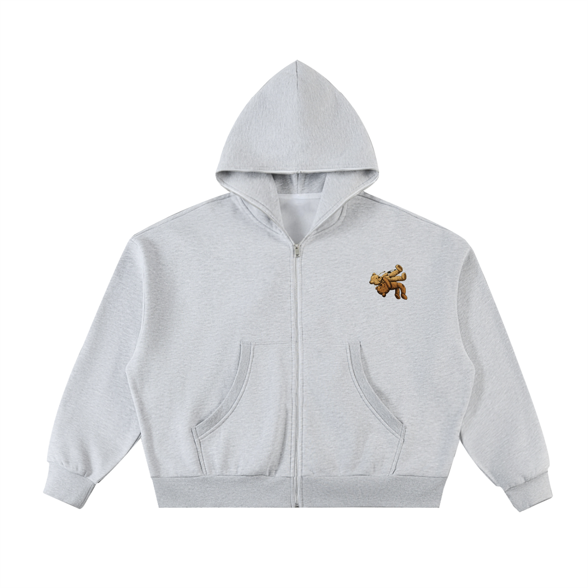 Veste zippée boxy extra-épaisse – Teddy – coloris gris chiné